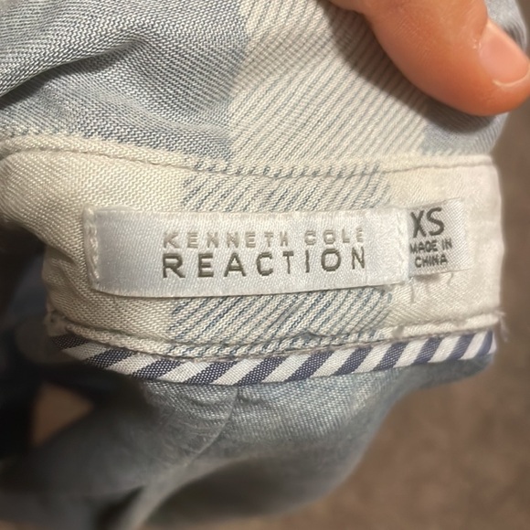 plaid denim button down open vest - Picture 6 of 6